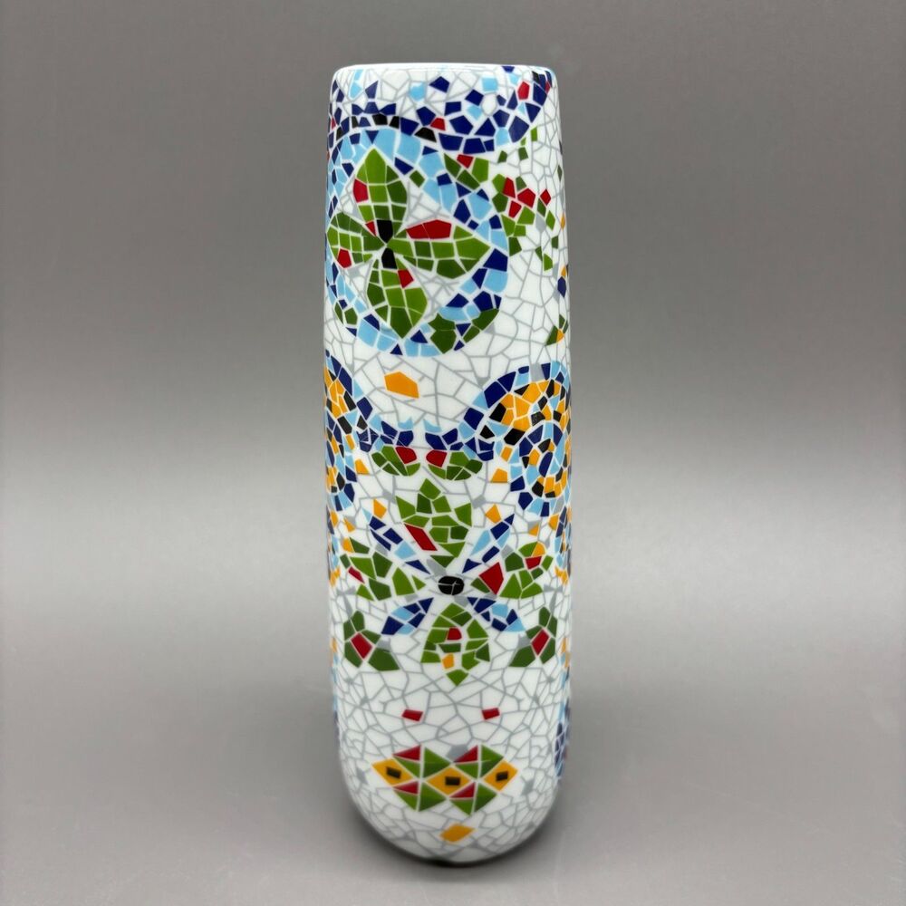 Antoni Gaudi Bud Vase Faux Mosaic Print Modernisme Barcelona Art Gift Ceramic